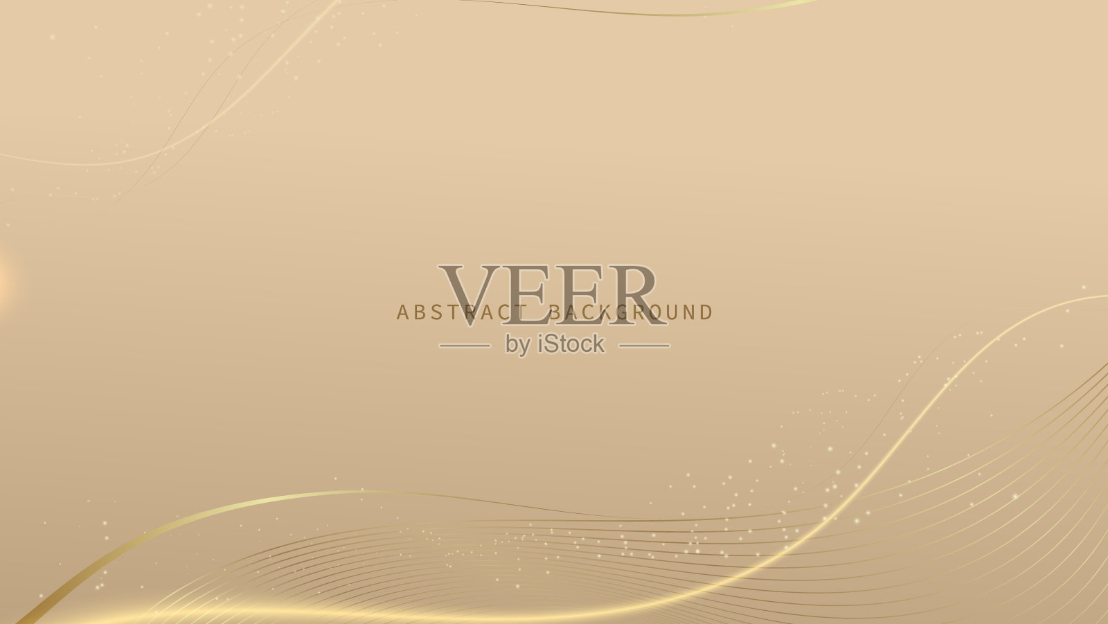 现代奢华抽象背景与金色线条元素发光图案。优雅的曲线几何形状在黄金背景。用于设计的矢量插图插画图片素材