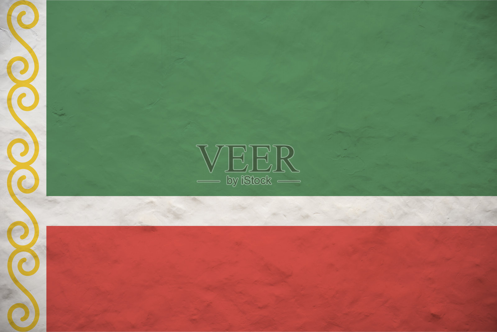 车臣的国旗是一个长方形,两边的比例为2:3,与俄罗斯联邦的国旗的比例相同。照片摄影图片