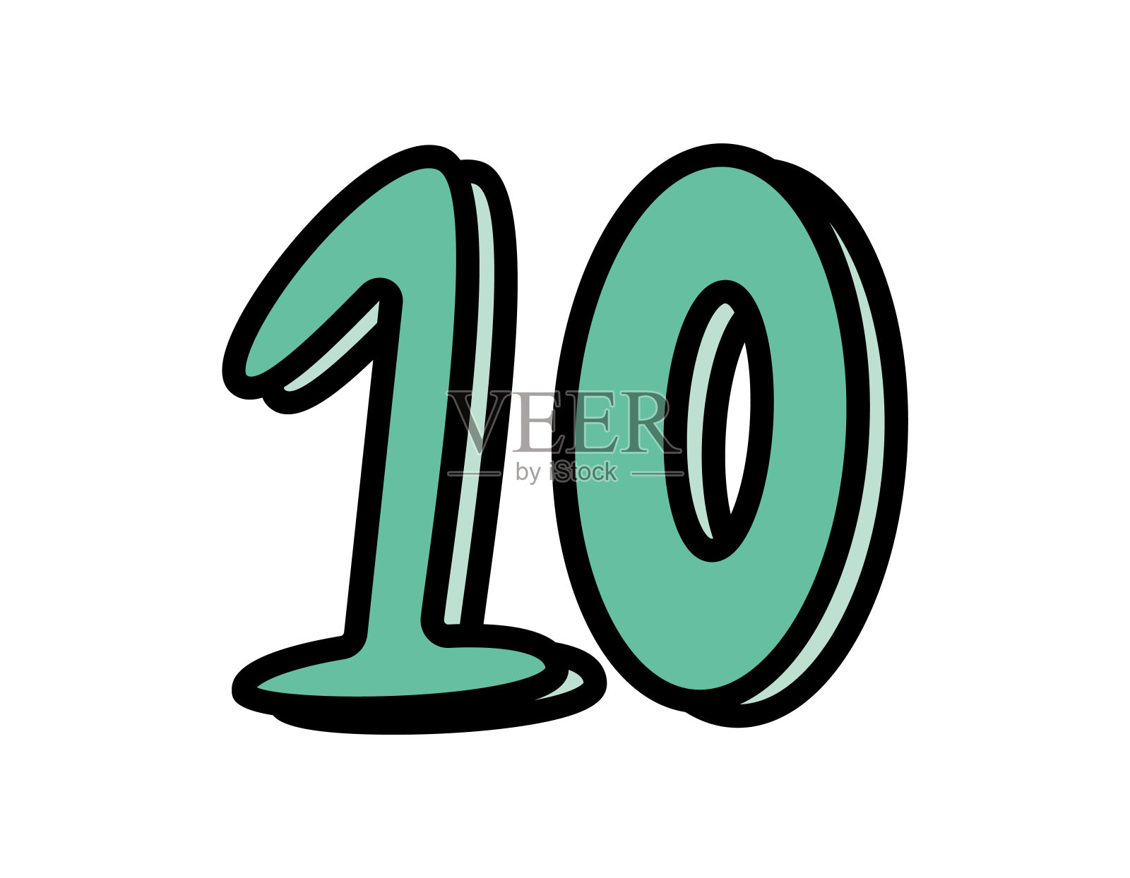 数字插图手写。矢量插图。10。插画图片素材