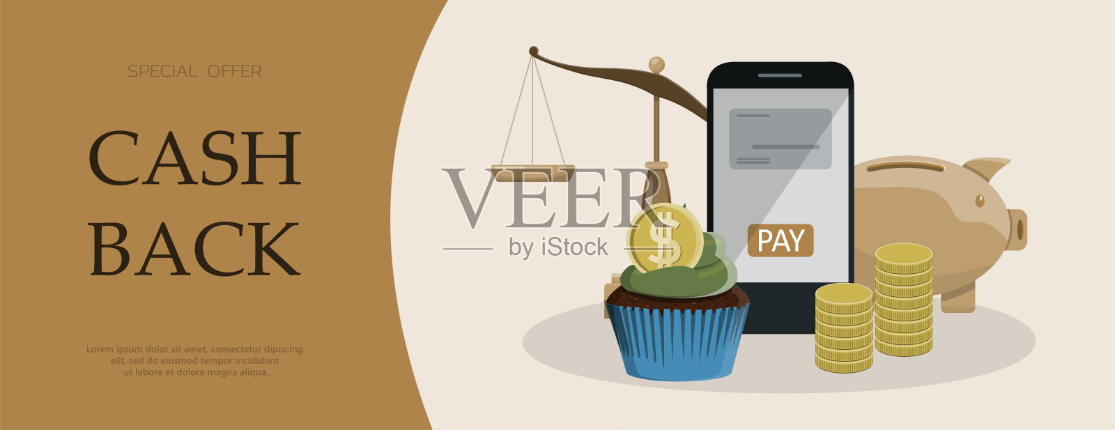 金融投资横幅。矢量平的网站背景,应用程序。银行操作,返现,投资,移动服务。商业卡通形象插画图片素材