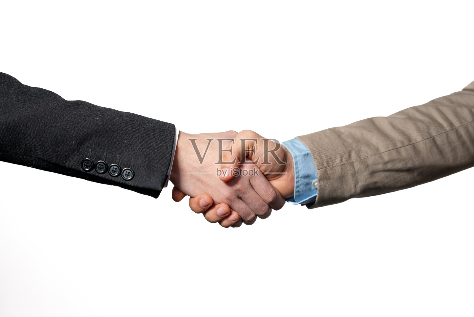 商务人士在办公室用电脑握手照片摄影图片