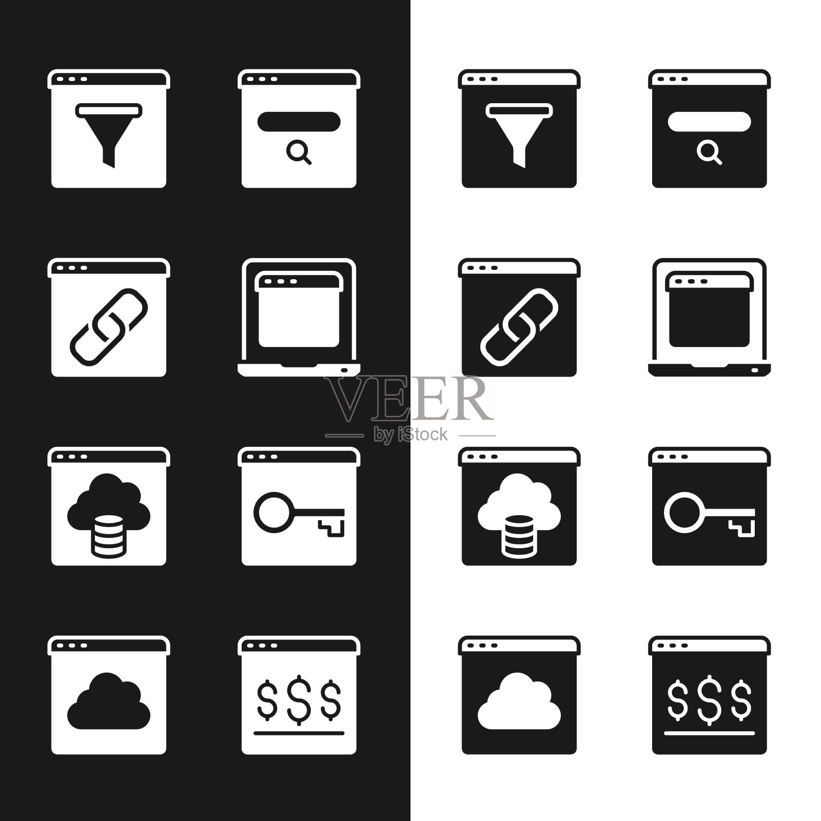 设置笔记本电脑与浏览器窗口浏览器搜索图标素材