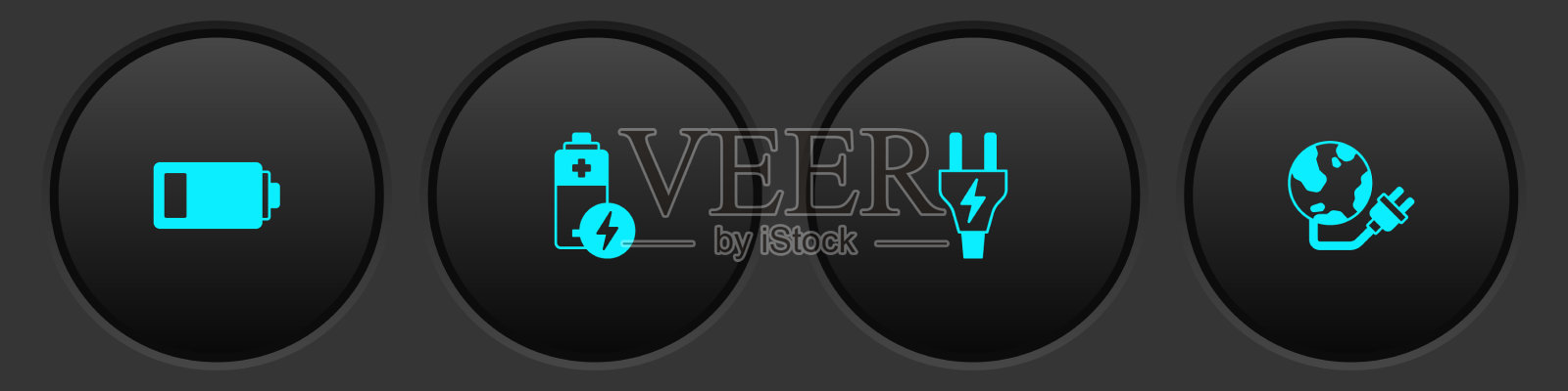 设置电池电插头和全球能源图标素材