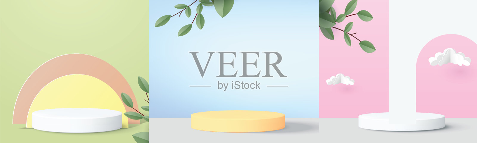 平台站最小的墙壁干净的向量三维现代空设计产品模型显示抽象插画图片素材