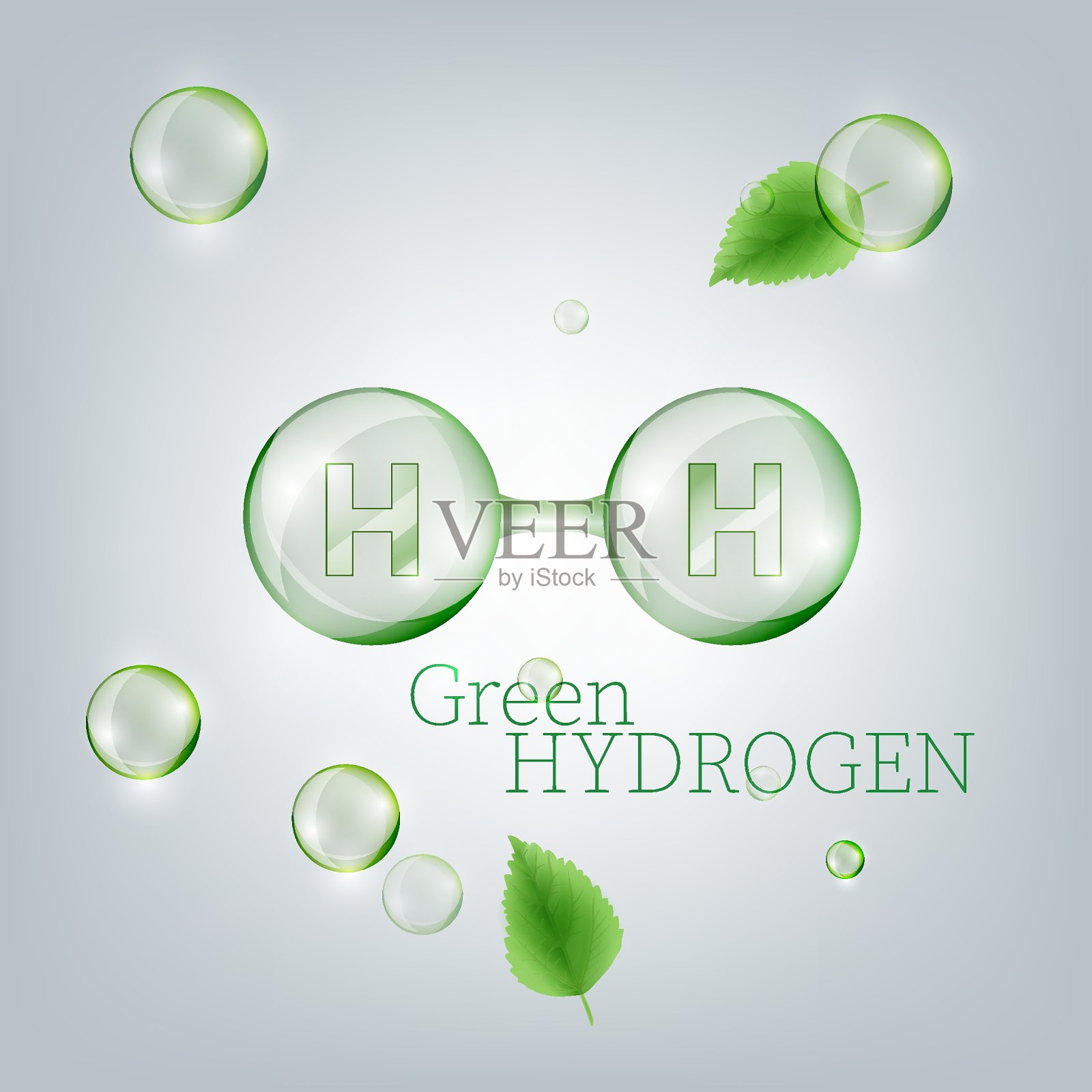 H2分子。绿色制氢。可再生能源的来源。设计元素图片