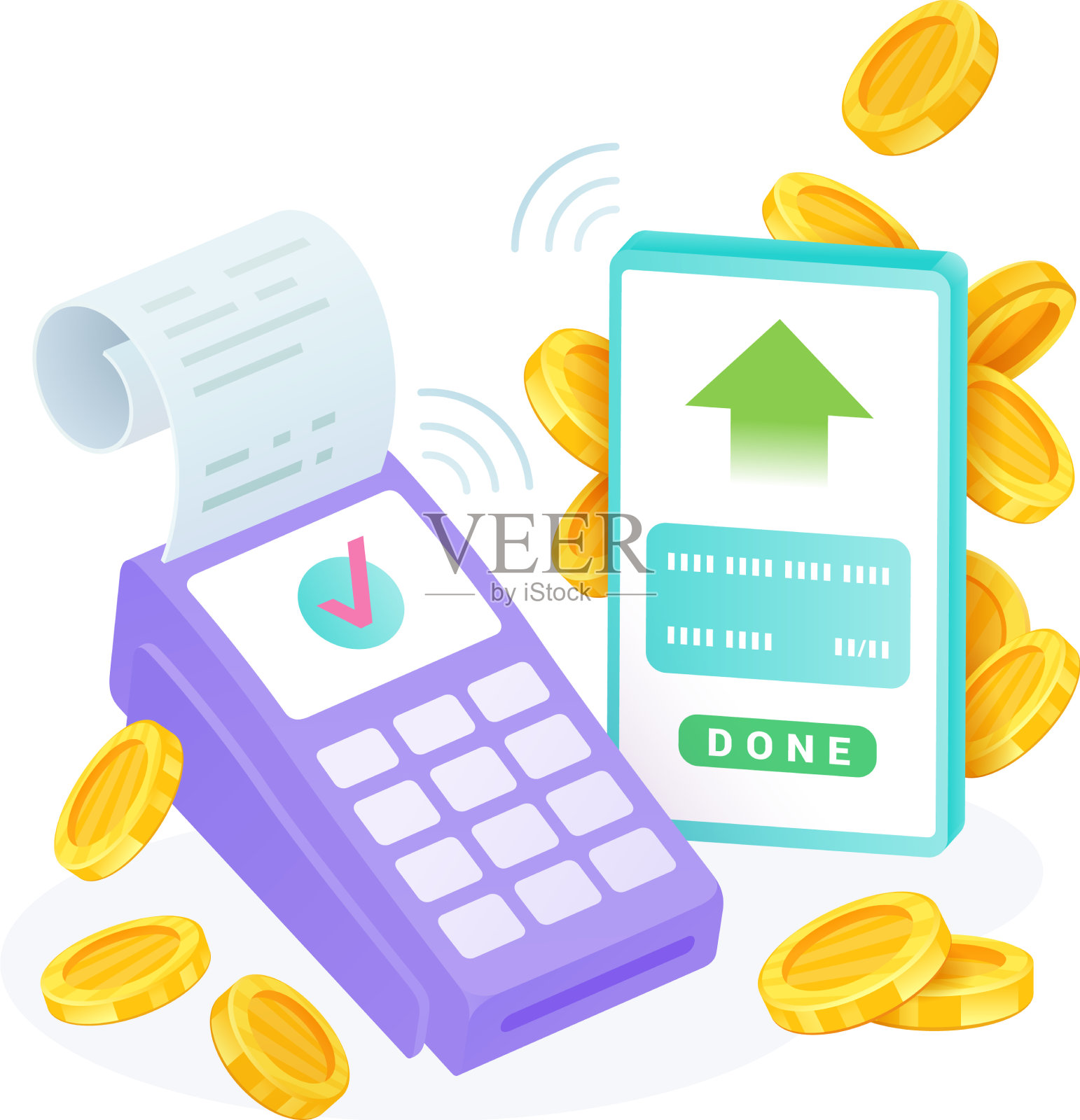 NFC成功支付与pos终端纸设计元素图片