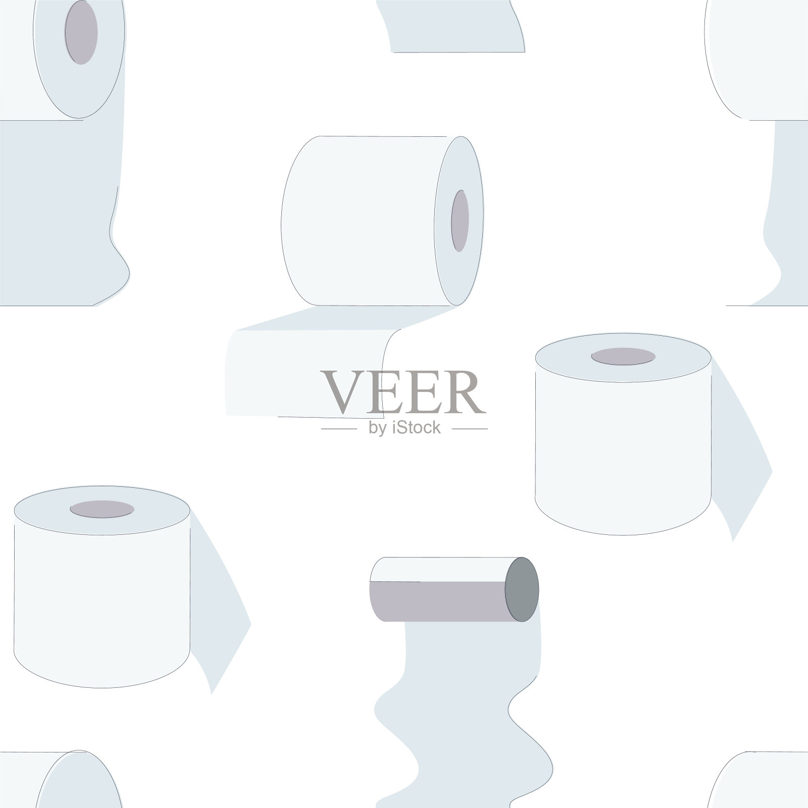 无缝图案的卫生纸卷在白色背景平坦向量插画图片素材