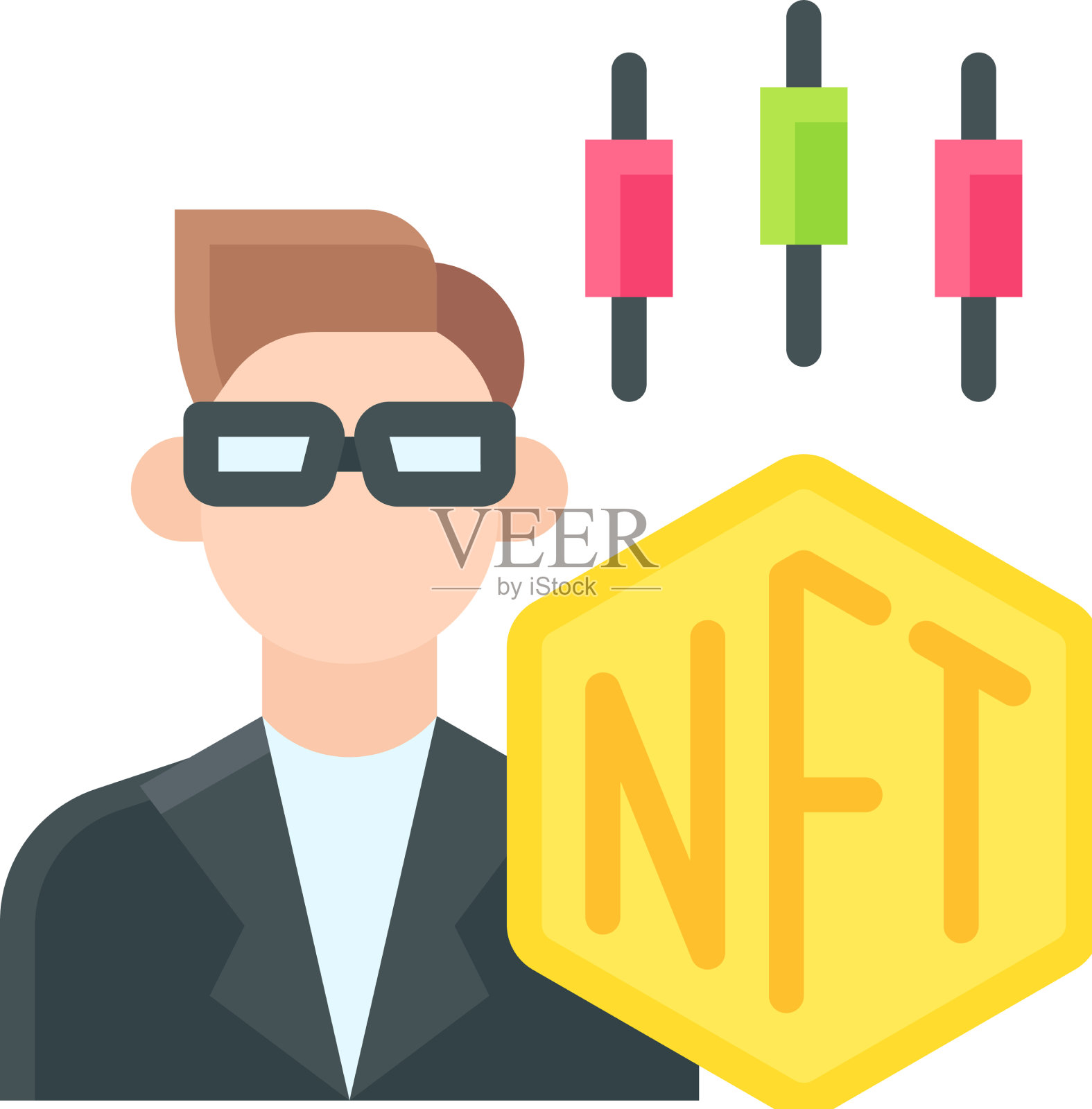 交易员图标NFT相关插画图片素材