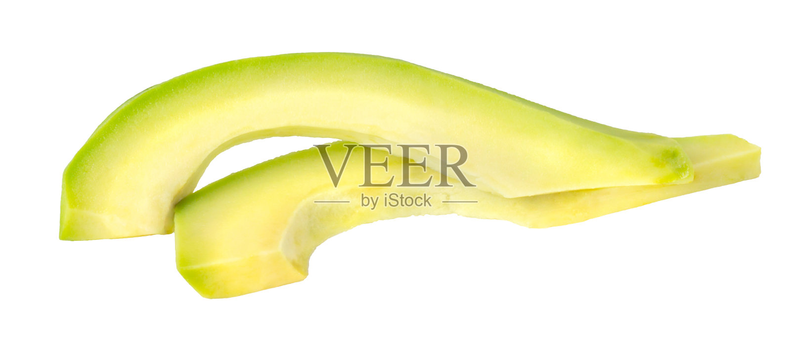 鳄梨切片孤立在白色背景上。一块蔬菜。照片摄影图片