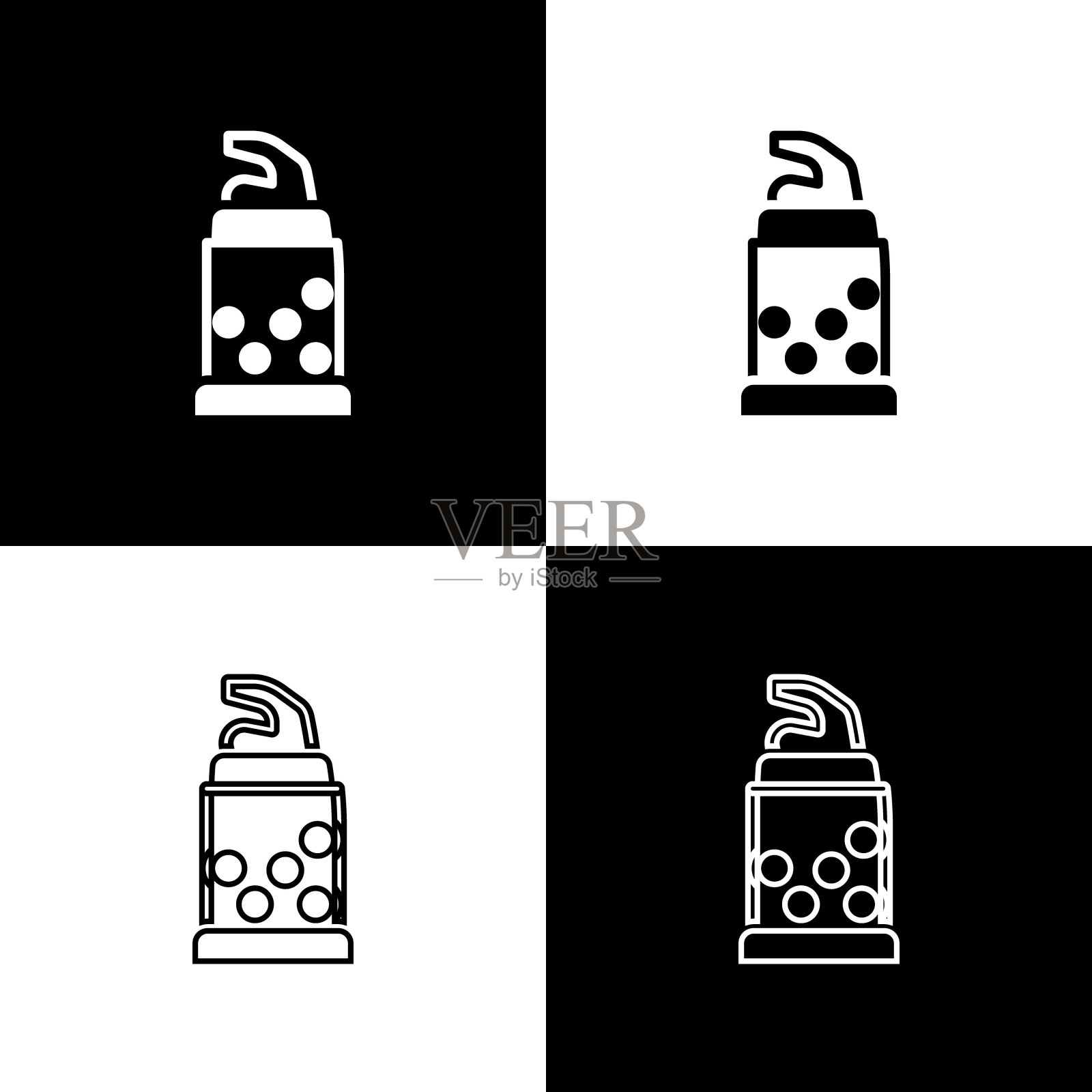 设置开瓶器图标孤立在黑白背景上。向量图标素材