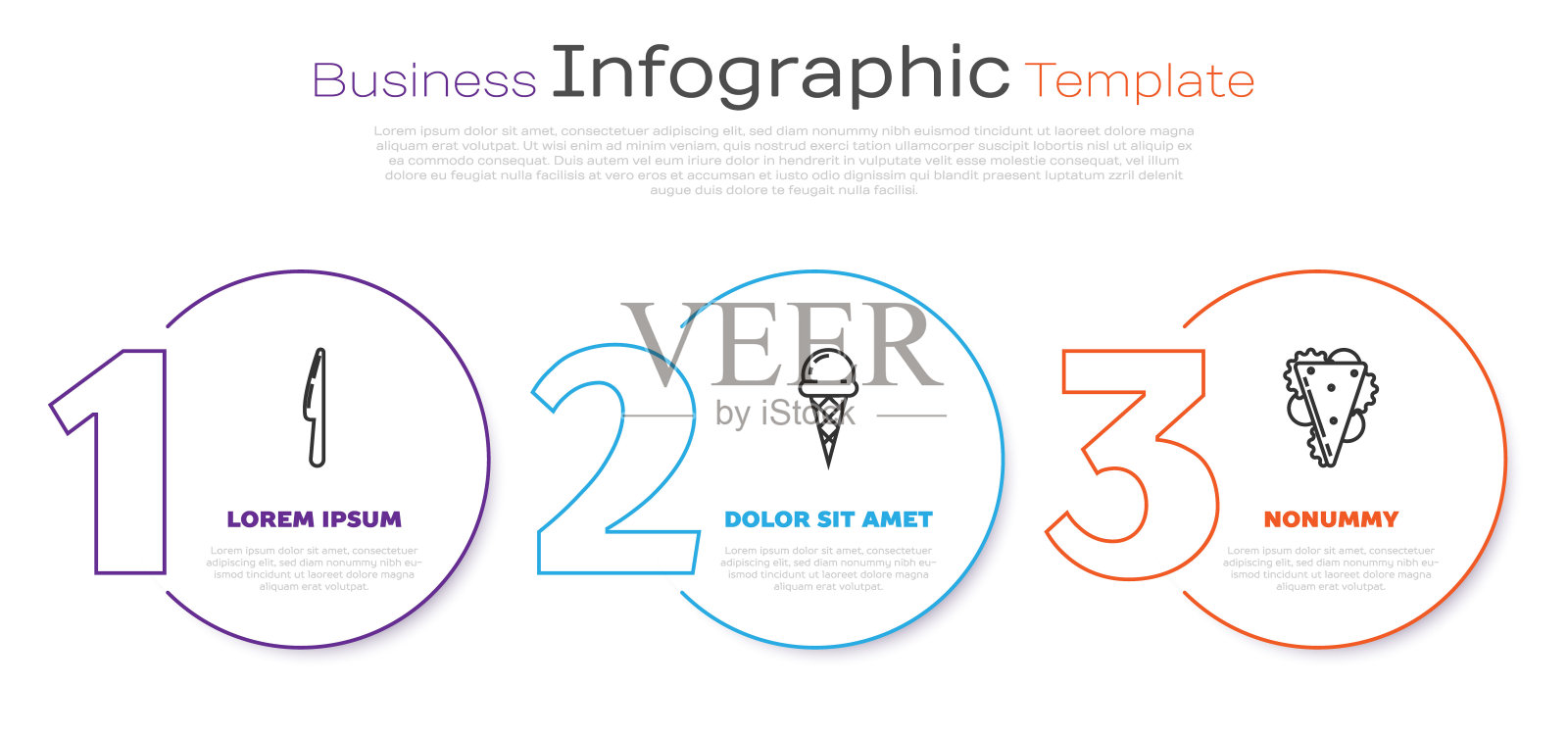 设置线刀,华夫筒冰淇淋和三明治。业务信息模板。向量设计模板素材