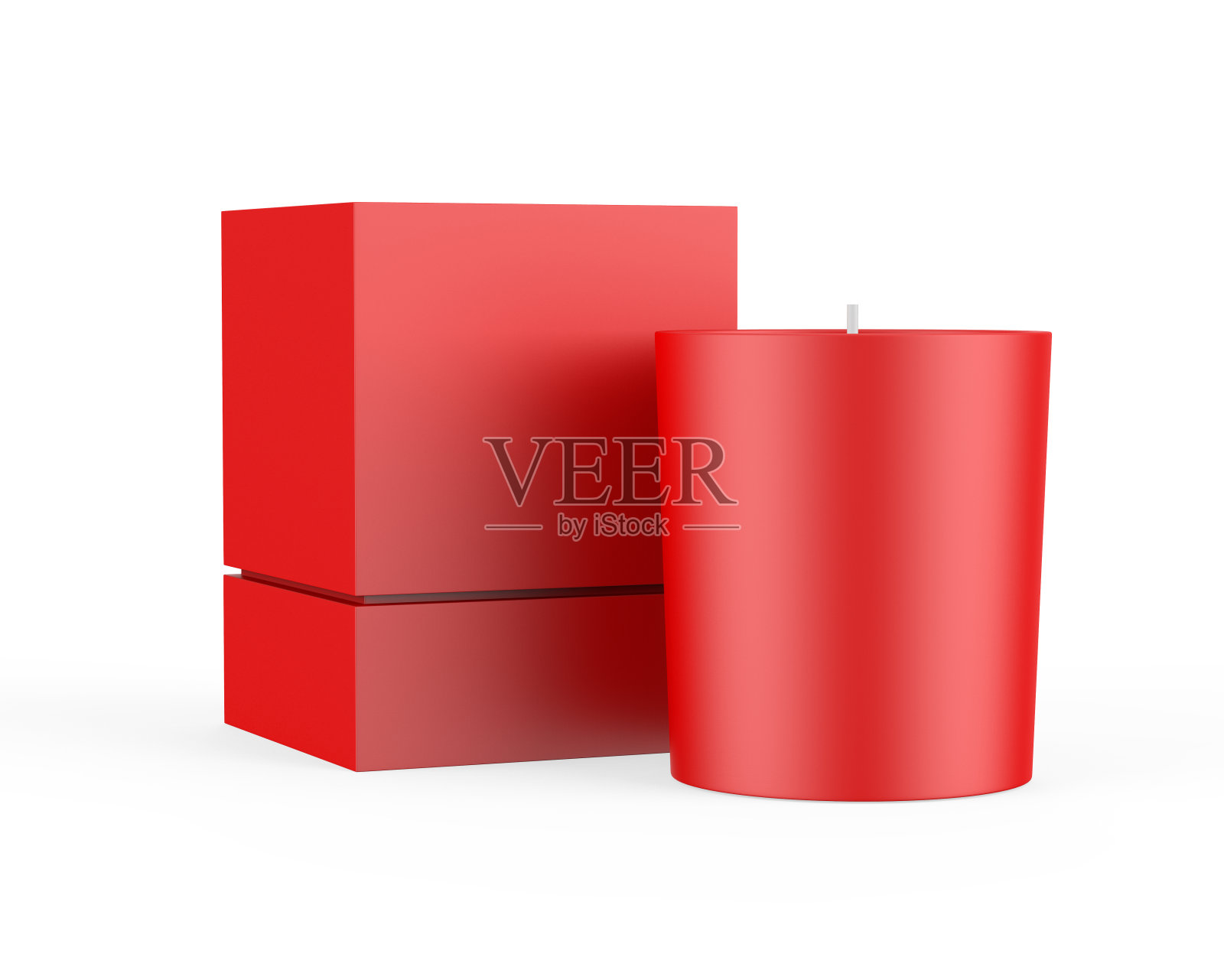 空白香味蜡烛与纸盒包装的品牌和模拟,在孤立的白色背景上硬盒模型的蜡烛,3d渲染插图照片摄影图片