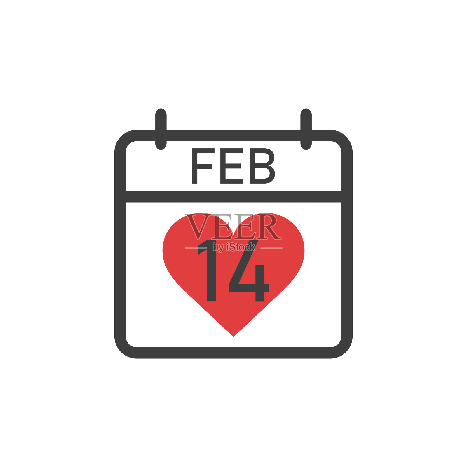情人节。日历上的二月十四日。每日日历图标。日期和时间,日,月2022年假期。的季节。插画图片素材