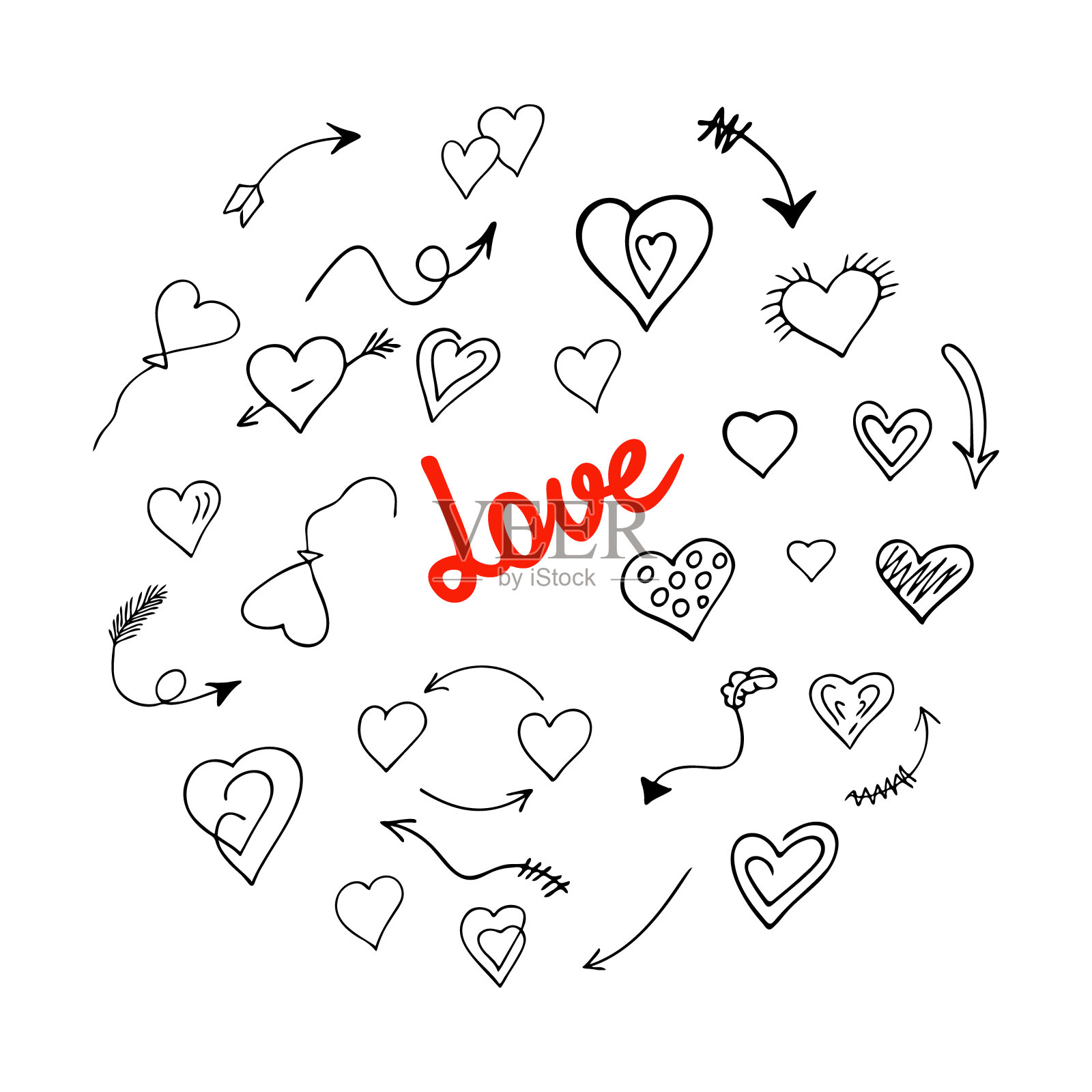 情人节爱心箭头装饰插画图片素材