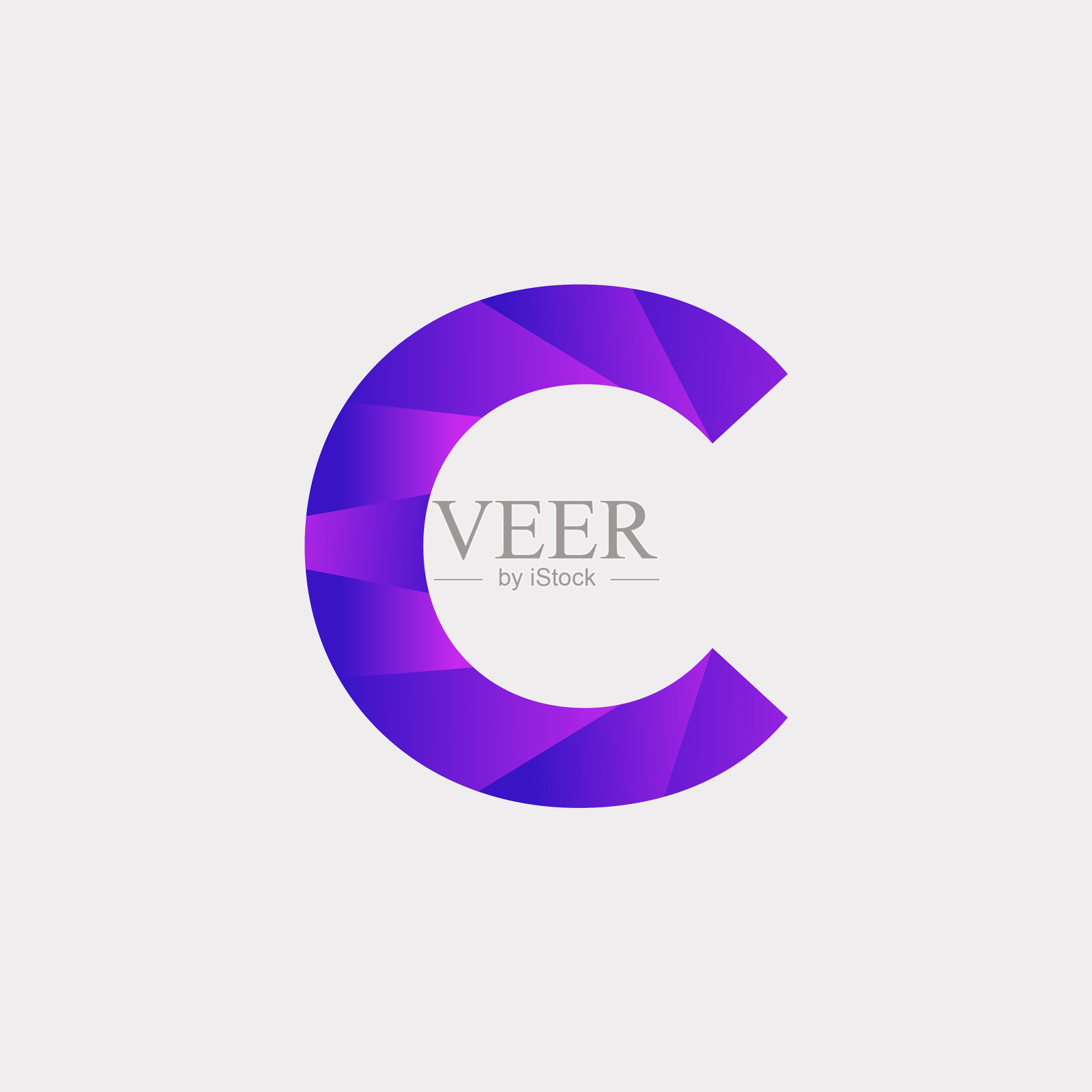 首字母c低多边形覆盖标志设计插画图片素材