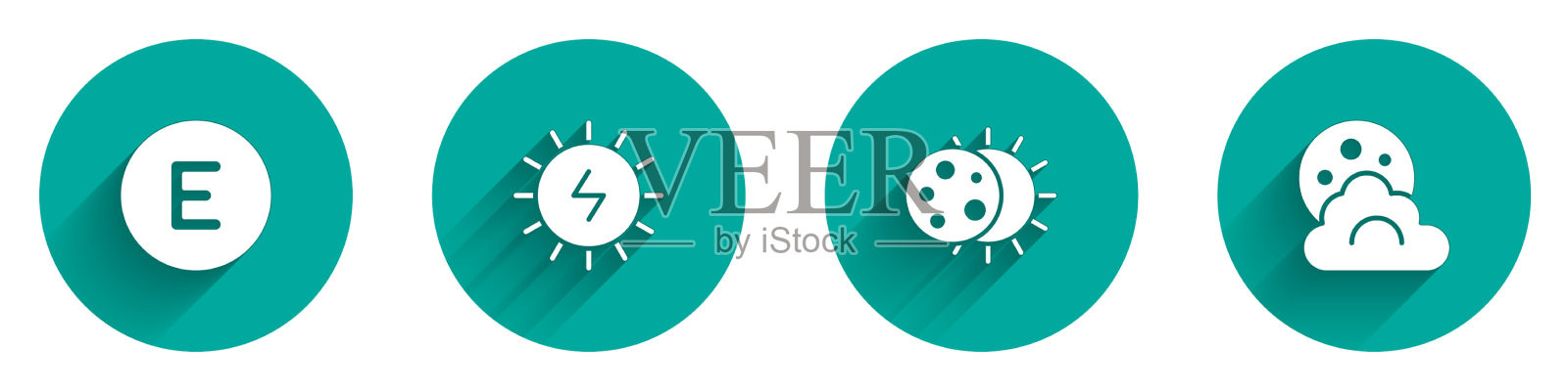 设置指南针西太阳能电池板日食图标素材