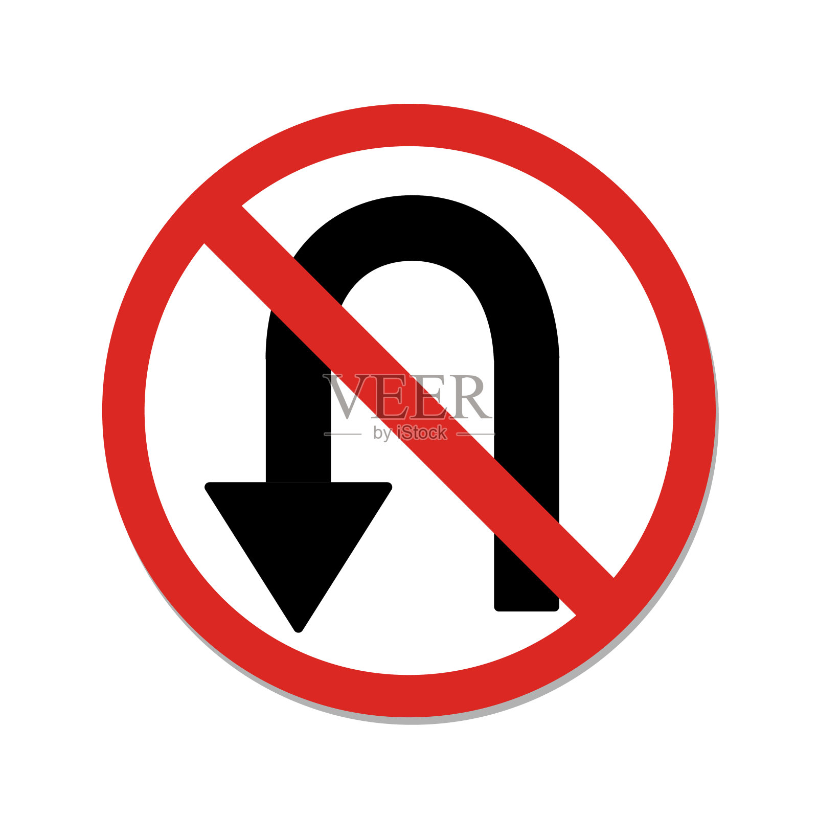 红色禁止标志,白色背景左转弯。矢量插图。设计元素图片