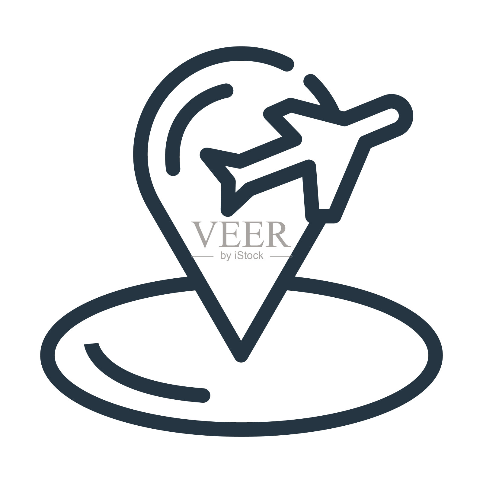 机场占位符细线图标。机场,航空线性图标从机场航站楼概念孤立的轮廓标志。矢量插图符号元素的网页设计和应用程序。插画图片素材