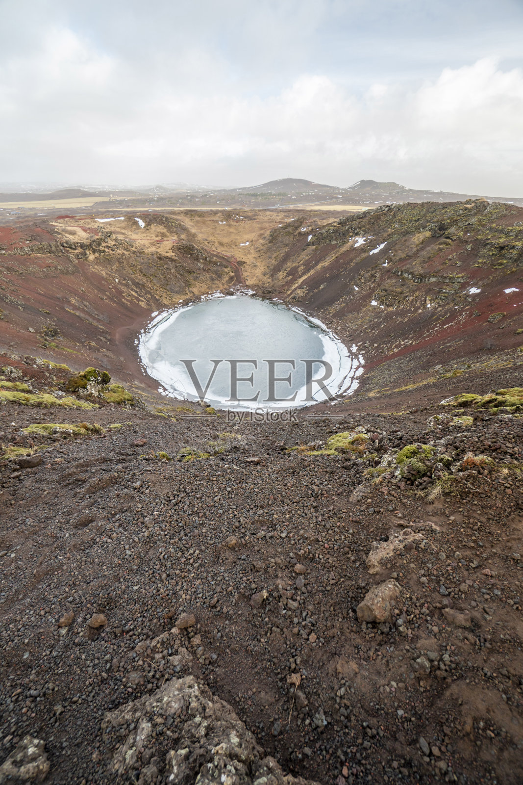 冰岛Kerid火山火山口湖照片摄影图片