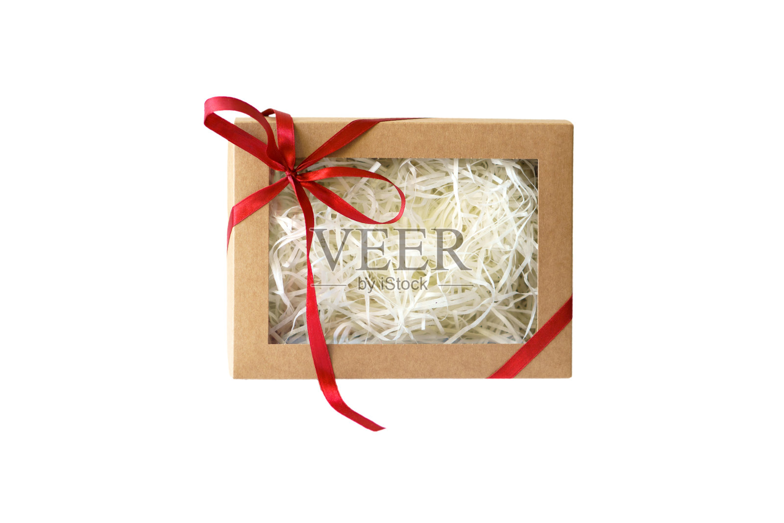 用牛皮纸制成的礼盒。孤立在白色背景上。照片摄影图片