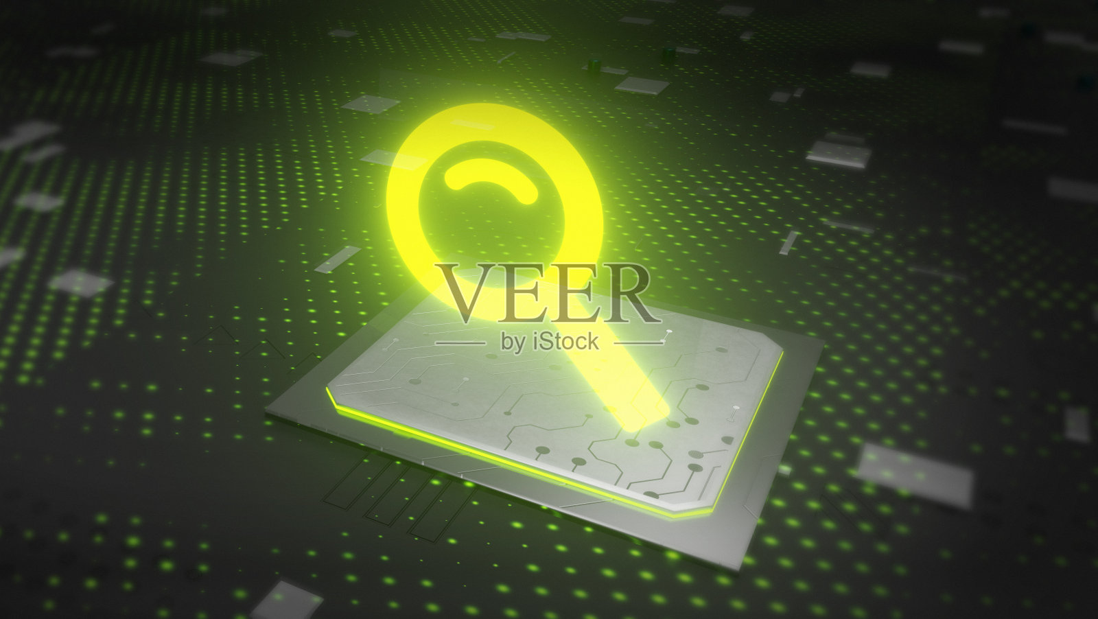 全息图搜索。搜索图标,放大镜。数字科学技术三维渲染照片摄影图片