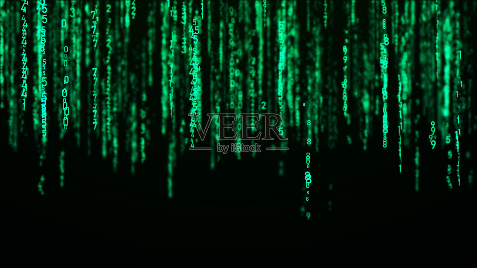 数字背景绿色矩阵。编码或黑客概念。随机数流。3 d渲染。照片摄影图片