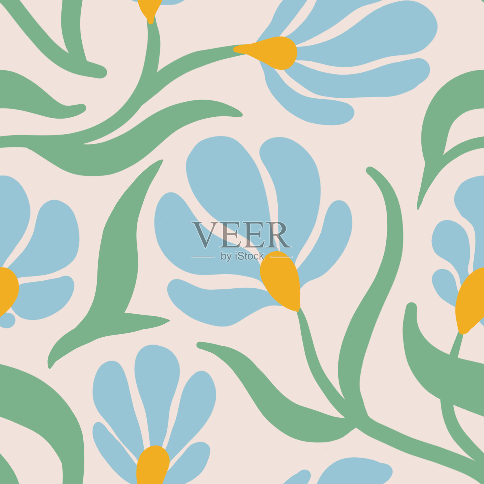 花无缝模式在一个极简主义的风格插画图片素材