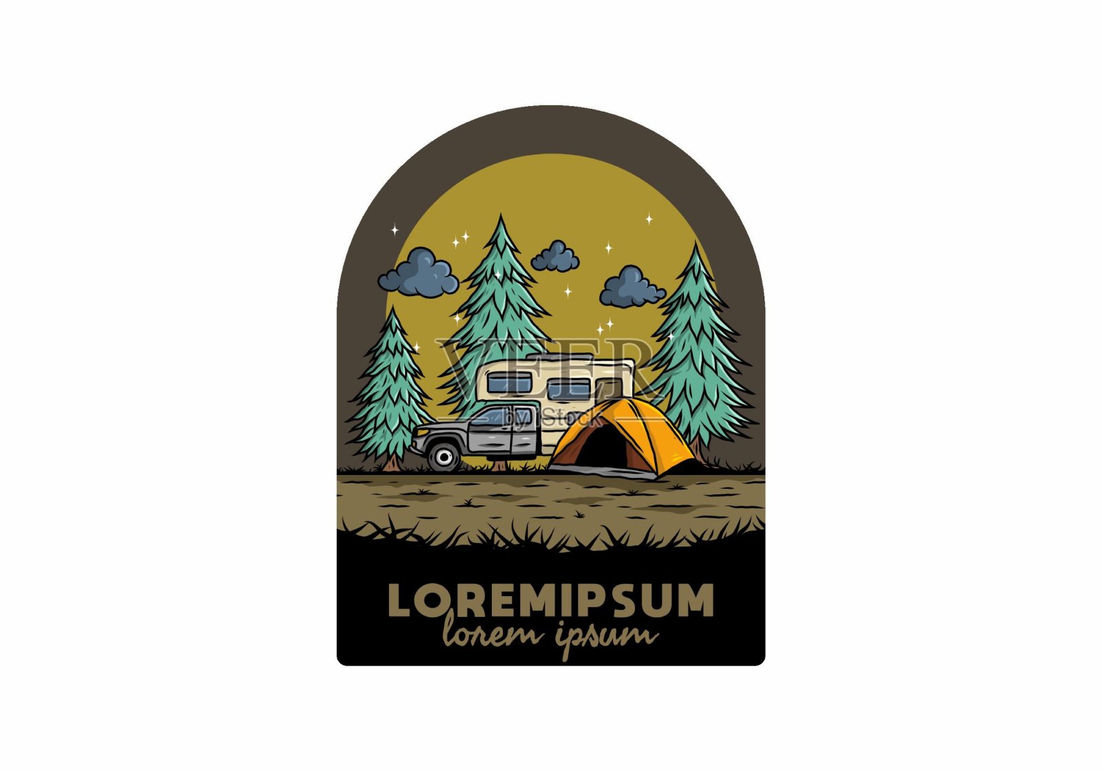 房车露营在大自然的插图插画图片素材