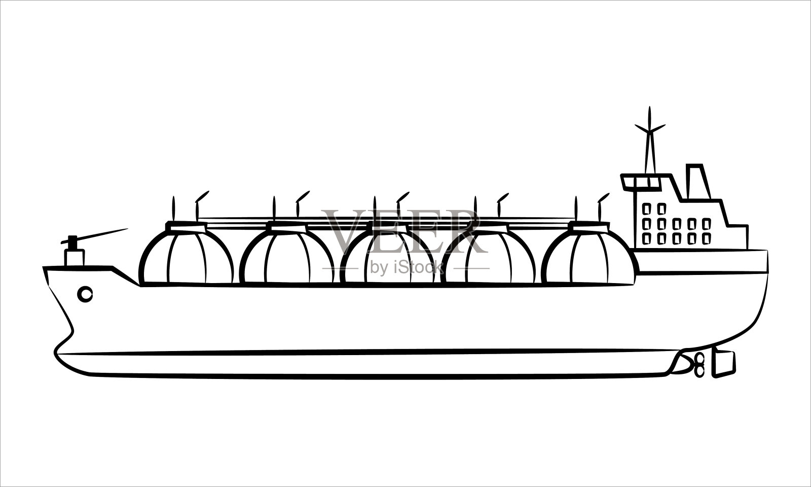 气体运输船抽象轮廓。LNG船孤立在白色背景上。坦克船的剪影。侧视图。平图标矢量。插画图片素材