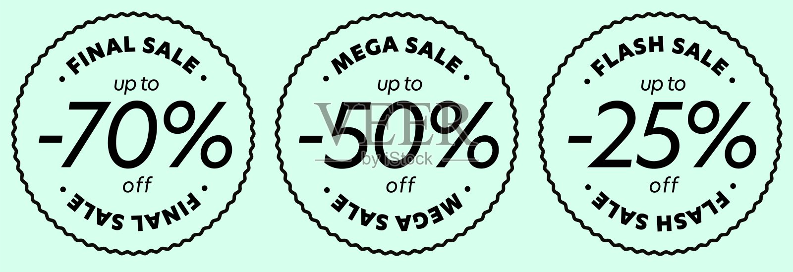 邮票以高达25、50和70%的折扣大减价插画图片素材