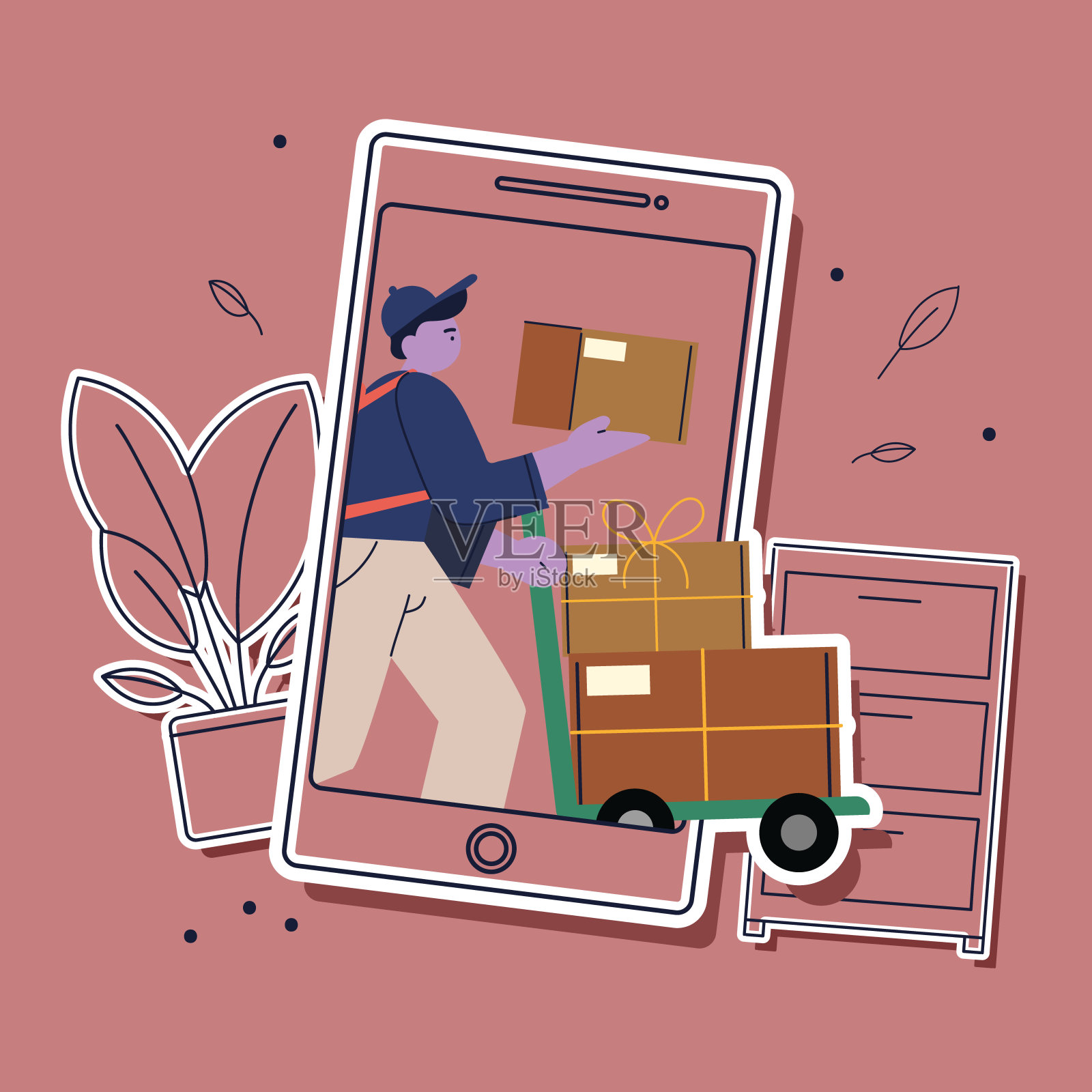 网上购物电子商务插画图片素材