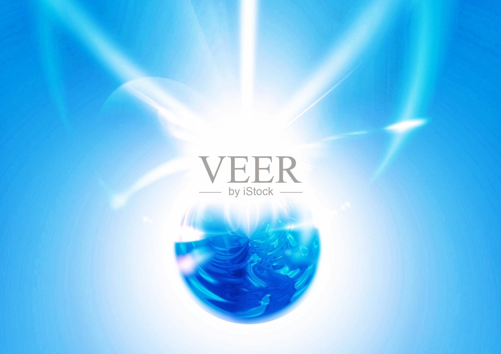 一颗蓝色星球漂浮在天空中的插图照片摄影图片