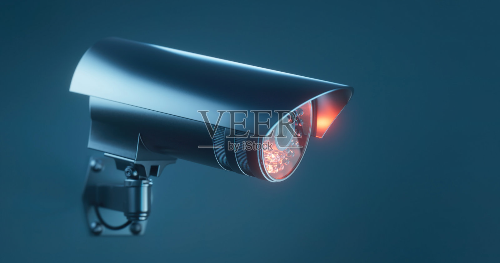 平面设计的安全摄像头在一个蓝色的背景照片摄影图片