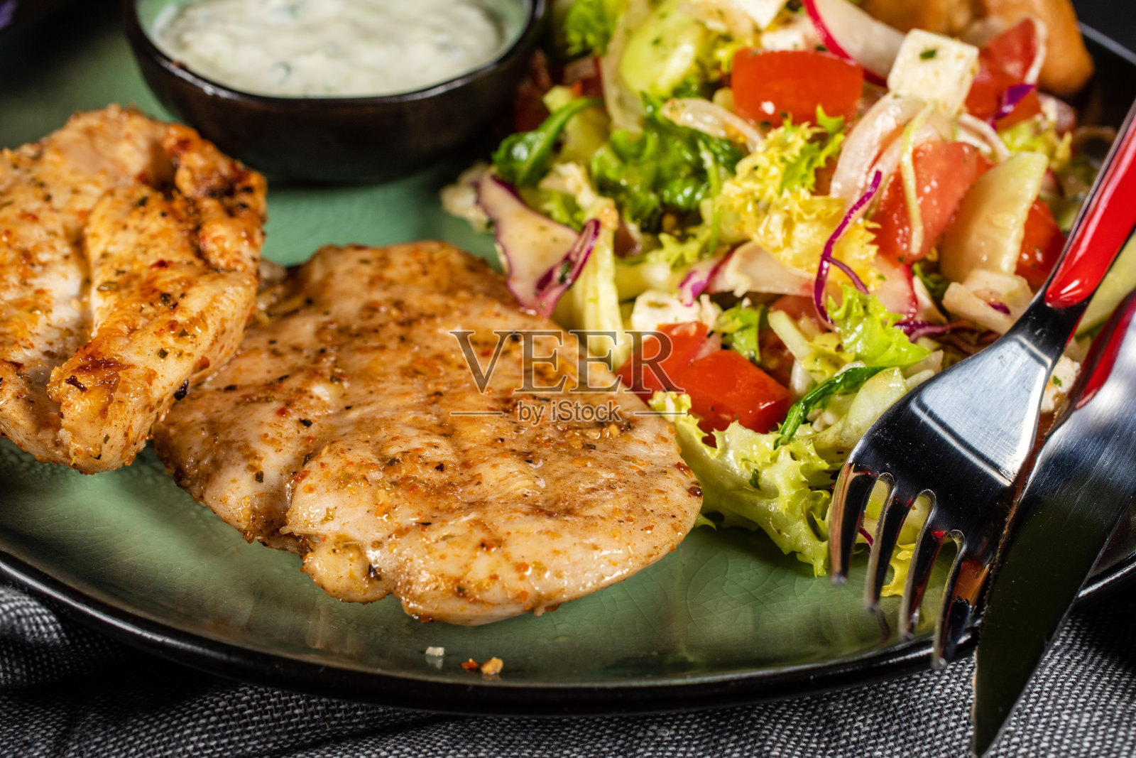 健康的午餐菜单。照片摄影图片