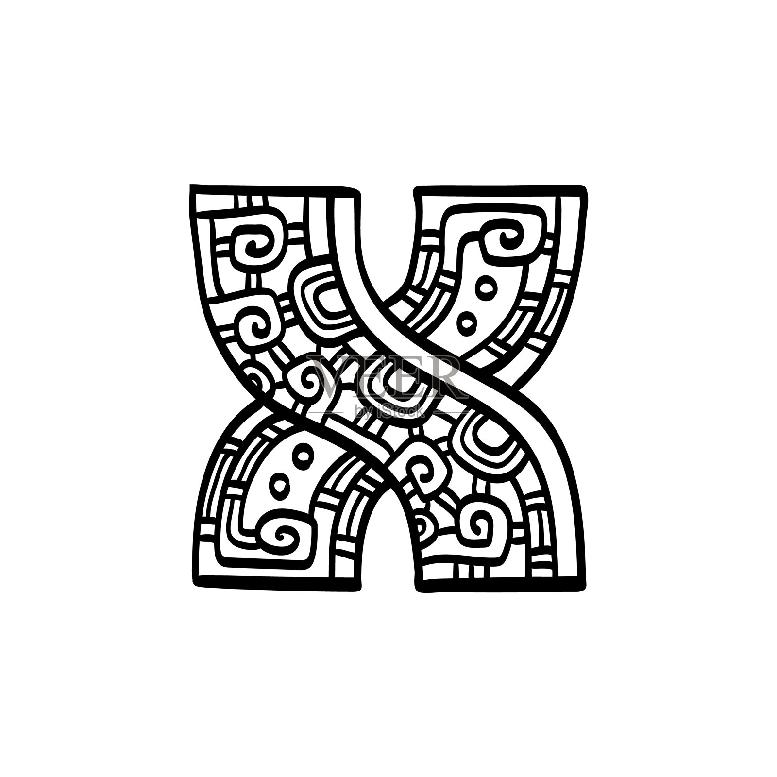 古老的首字母X。插画图片素材