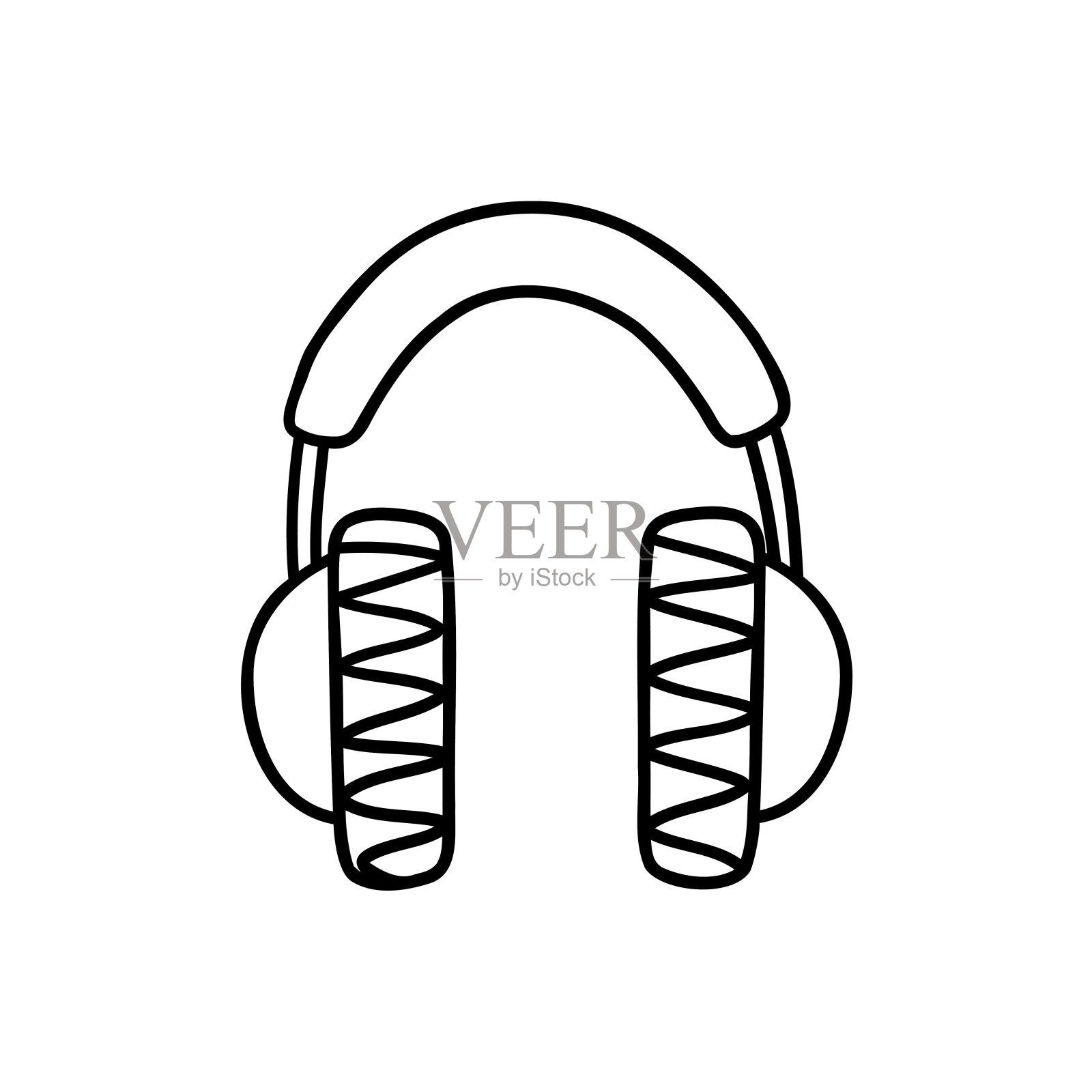 涂鸦手绘耳机。在白色背景上的矢量插图。插画图片素材