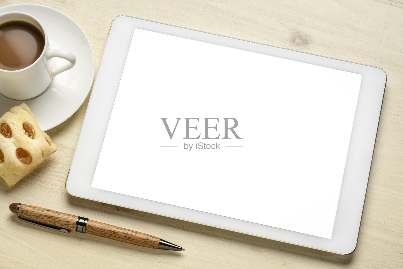 模拟的数字平板电脑与空白孤立的屏幕照片摄影图片