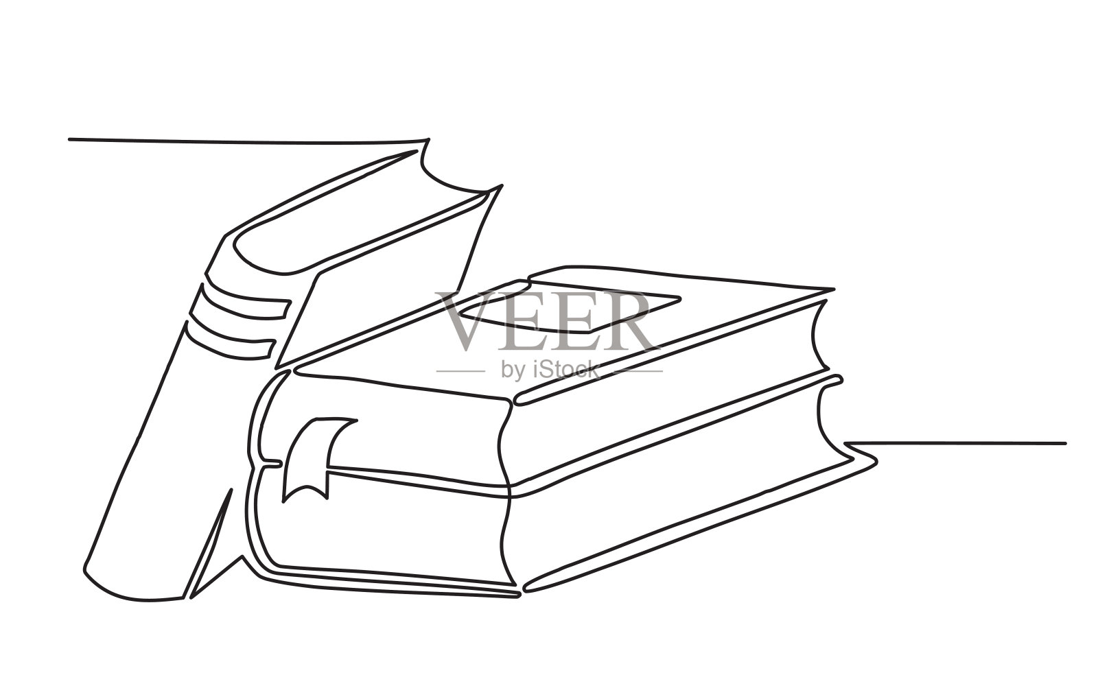 连续单线画。插画图片素材