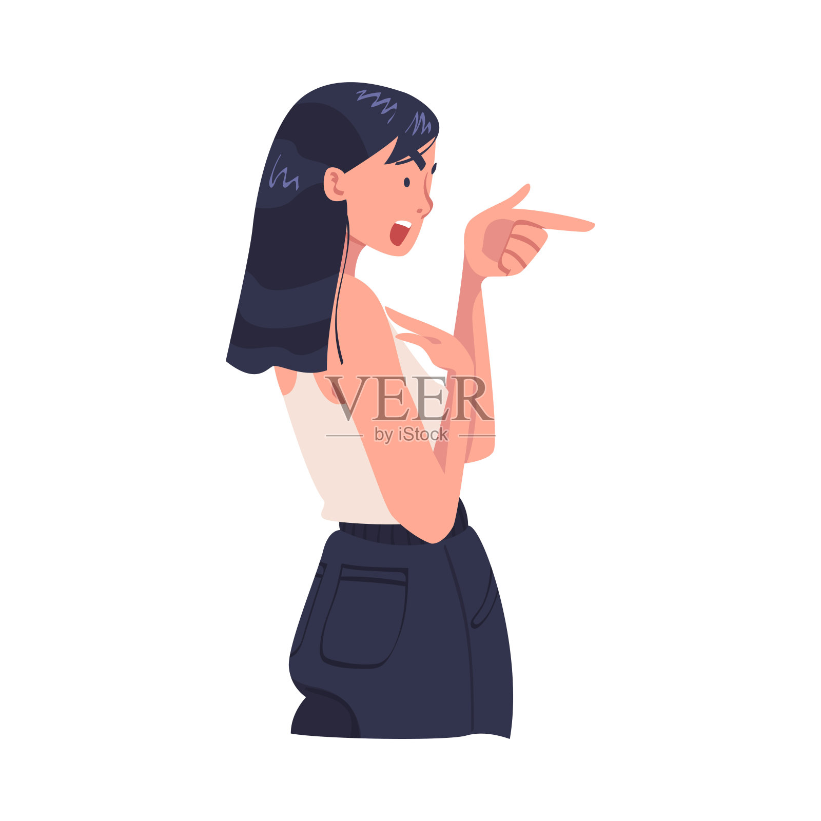 愤怒的女人争论有冲突与某人矢量插图插画图片素材