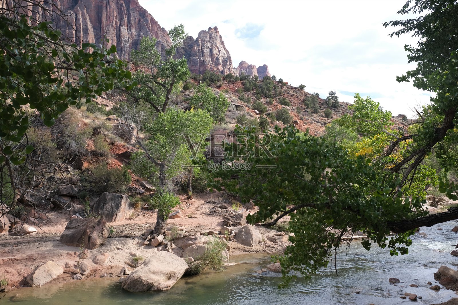 锡安NP UT周围的山地景观照片摄影图片