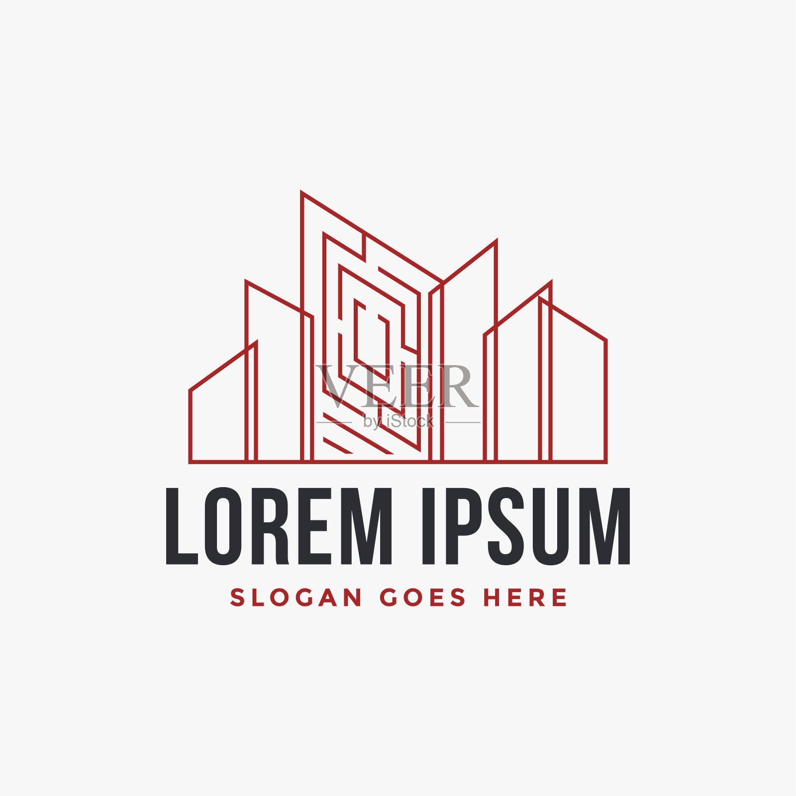 逃生室建筑标志图标矢量模板上的白色背景插画图片素材