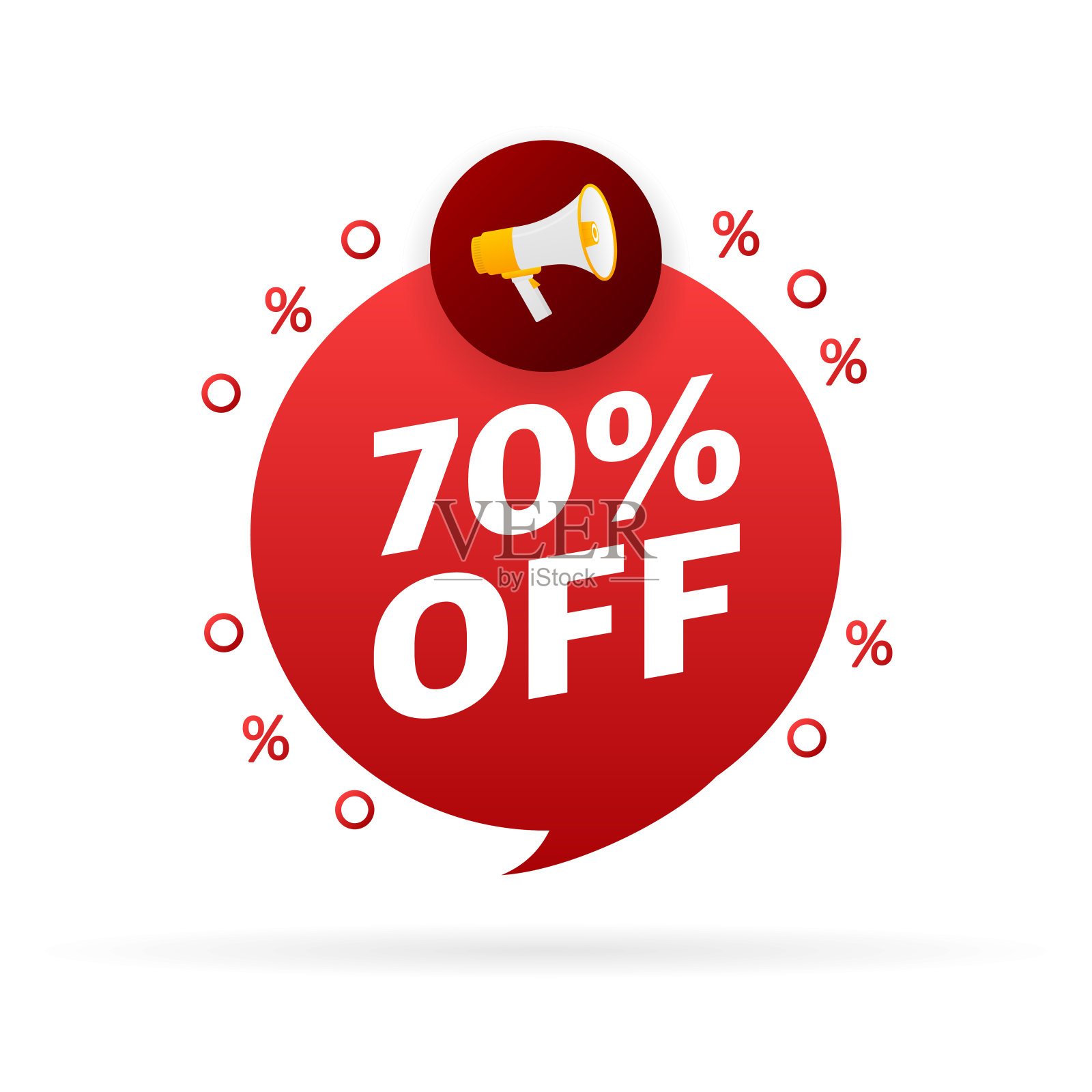 时尚的平面广告与70%折扣平面徽章的促销设计。海报徽章。业务设计。矢量图设计模板素材