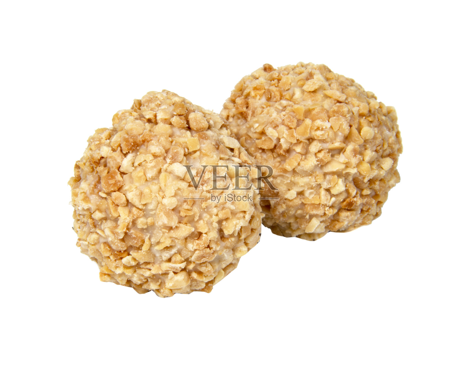 花生华夫球孤立在白色的背景上照片摄影图片