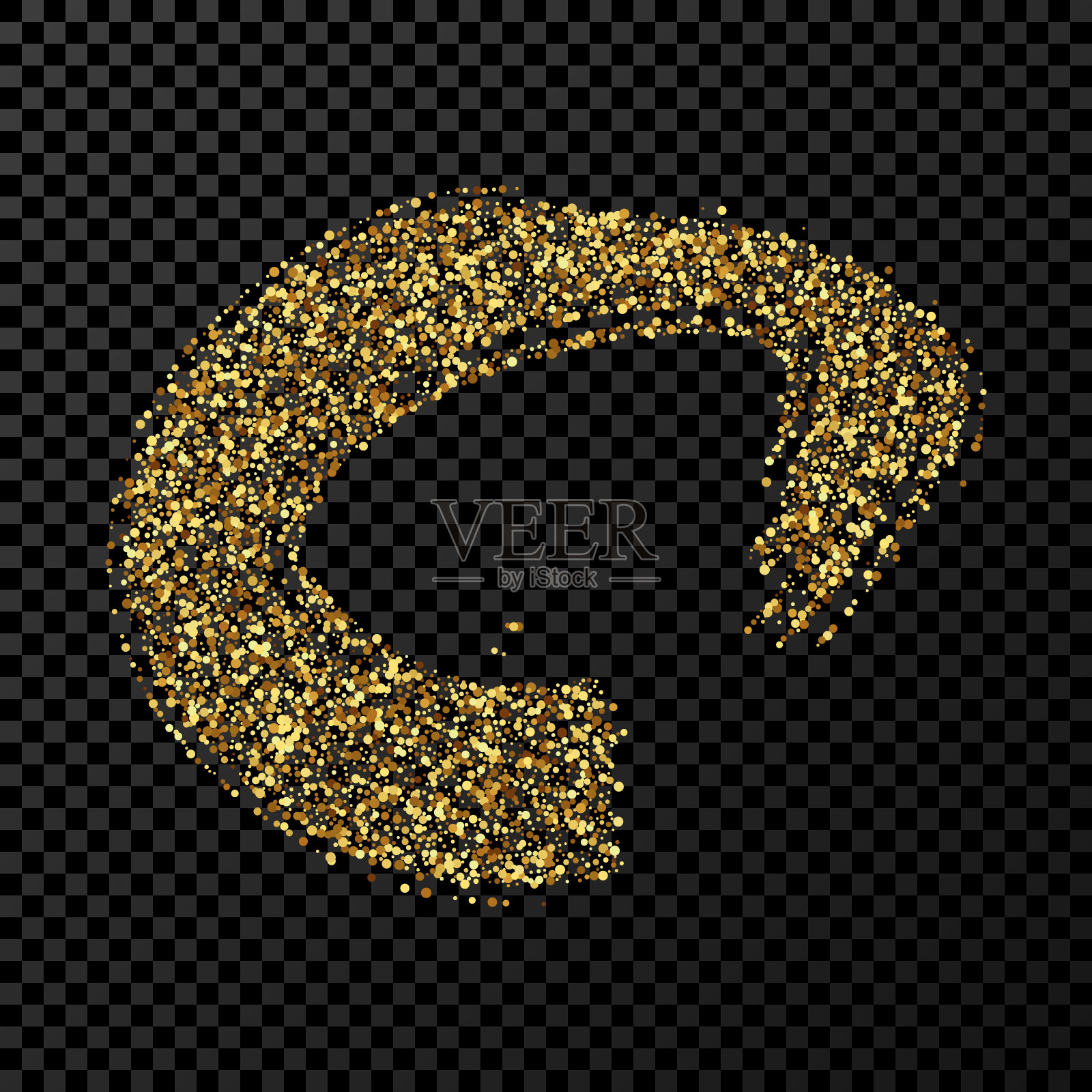 金色的垃圾画笔笔触在圆形的形式插画图片素材