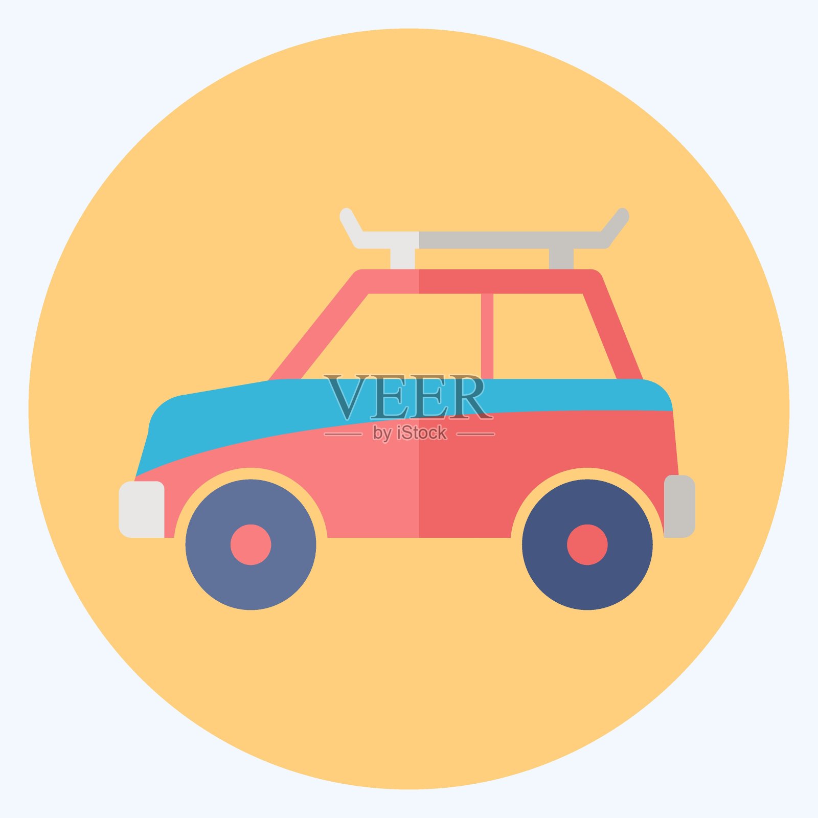 图标汽车-平坦的风格-简单的插图,可编辑的描边插画图片素材