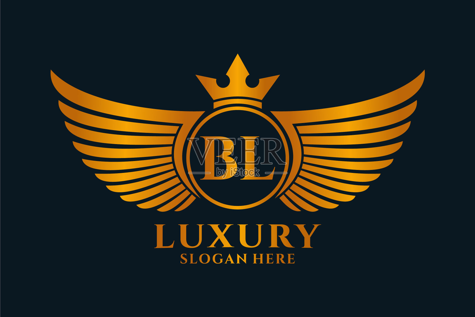 豪华皇家翼字bl冠金色标志插画图片素材