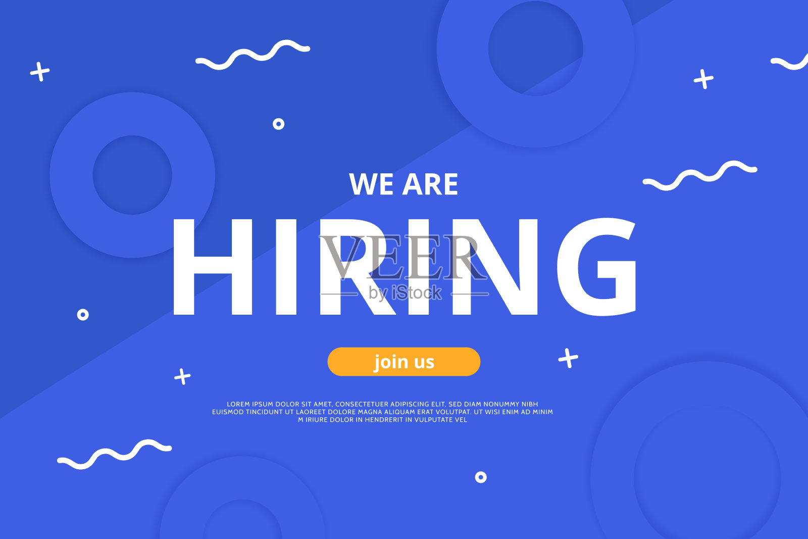 加入我们的团队旗帜设计。创作海报。蓝色背景的空缺传单。社交媒体招聘公告插画图片素材