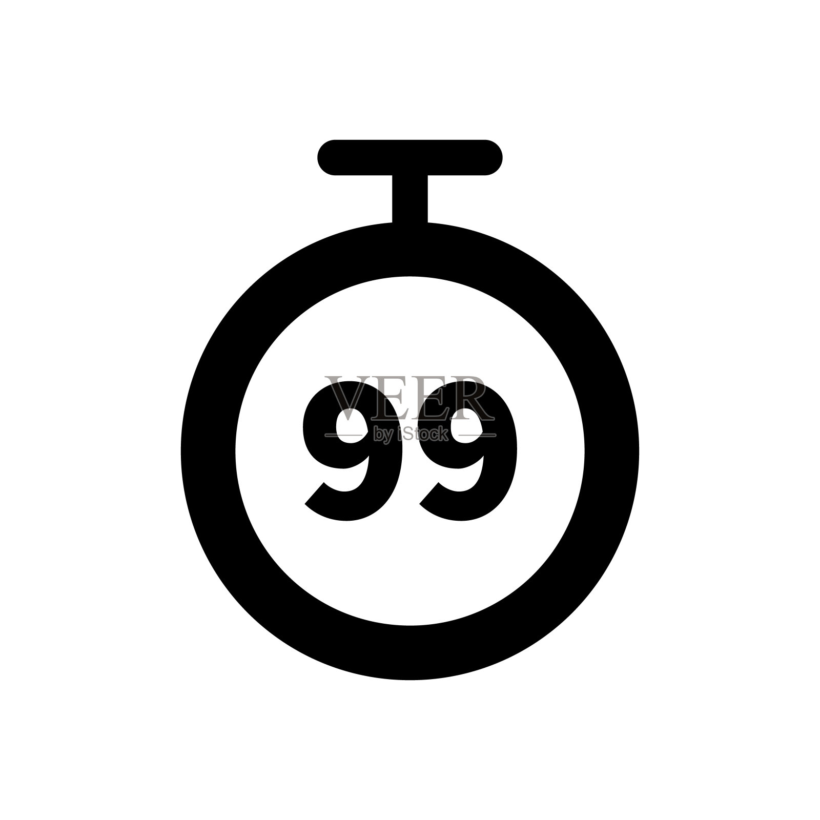 一个计时器图标,上面写着99秒。秒表。可编辑的矢量。插画图片素材