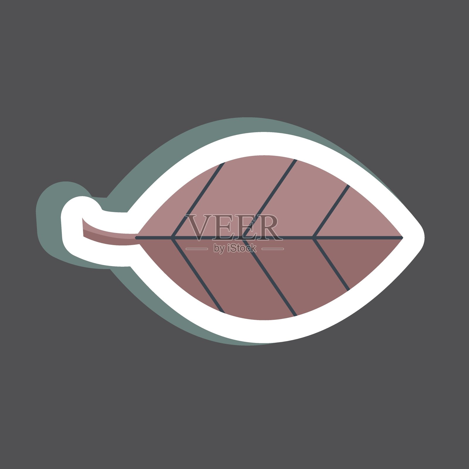 叶I贴纸在时尚孤立的黑色背景插画图片素材