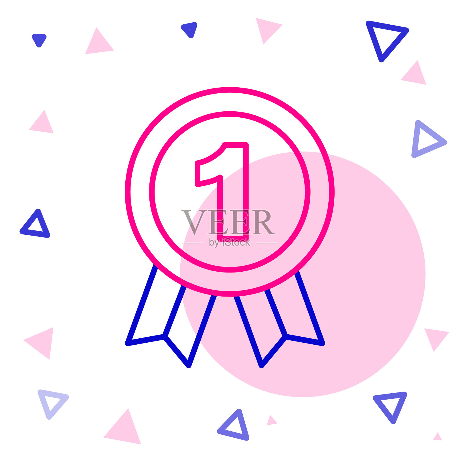 线条奖章图标孤立在白色背景上。赢家的象征。色彩斑斓的轮廓的概念。向量插画图片素材